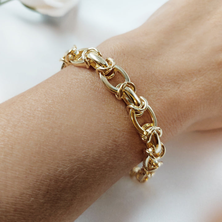 צמיד זהב חוליות אובליות - מרון