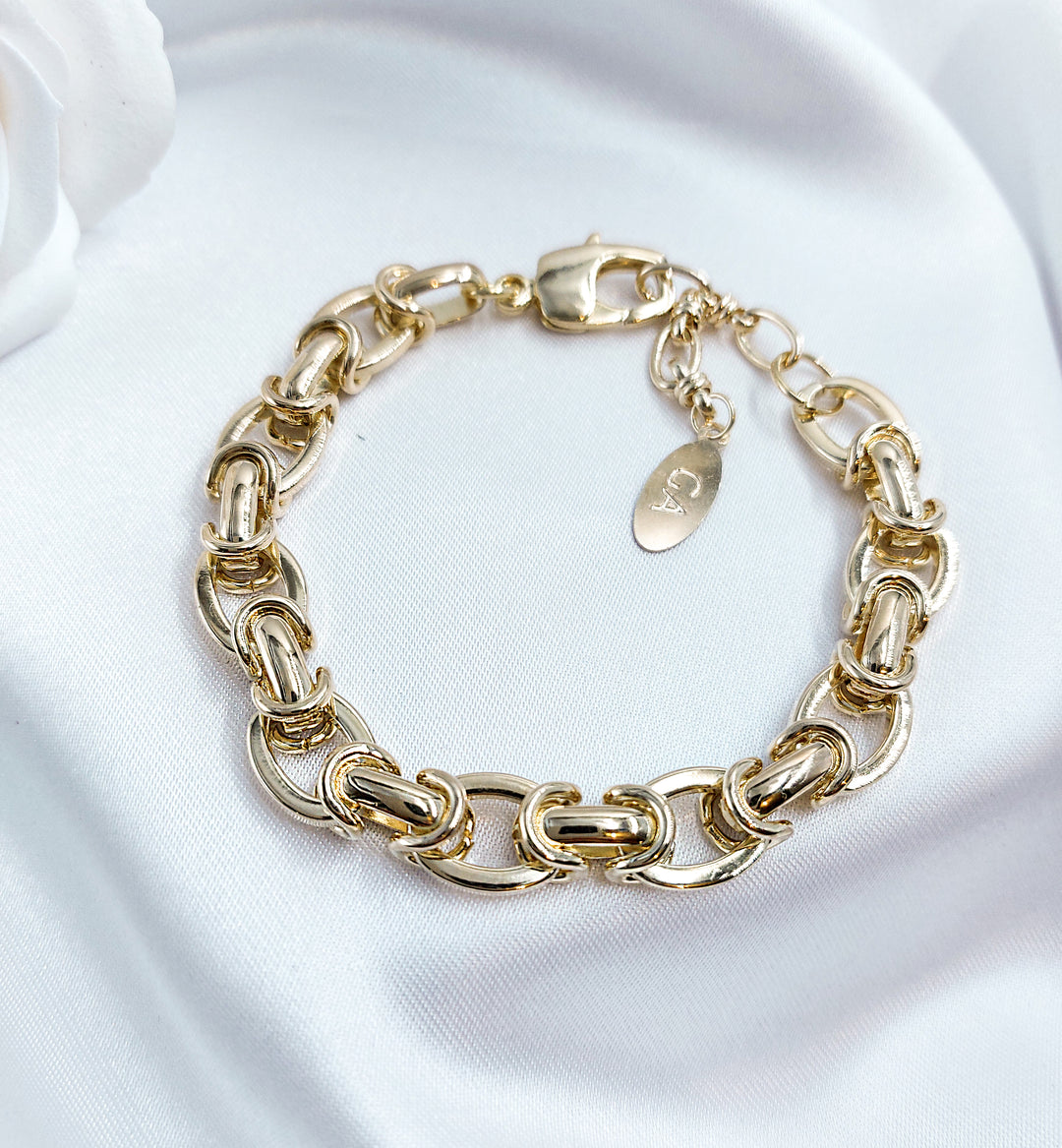 צמיד זהב חוליות אובליות - מרון