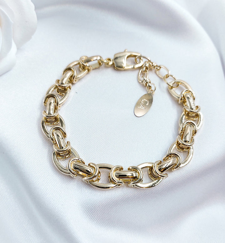 צמיד כסף חוליות אובליות - מרון