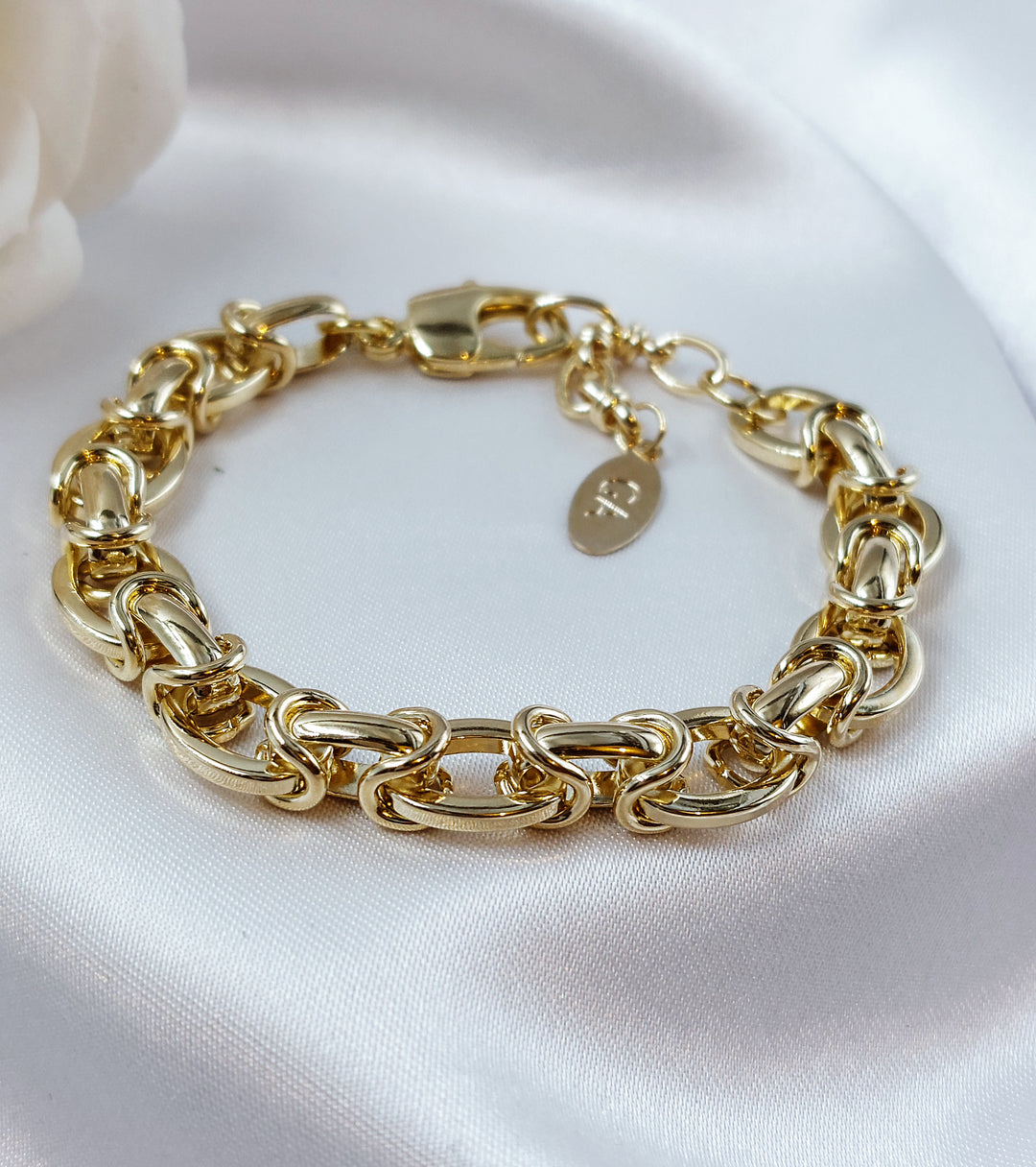 צמיד זהב חוליות אובליות - מרון