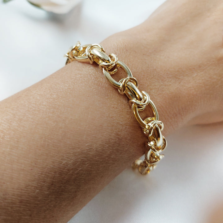 צמיד כסף חוליות אובליות - מרון