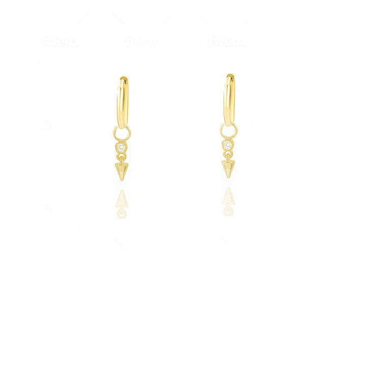 עגילי חישוק זהב זירקון  - אנדי