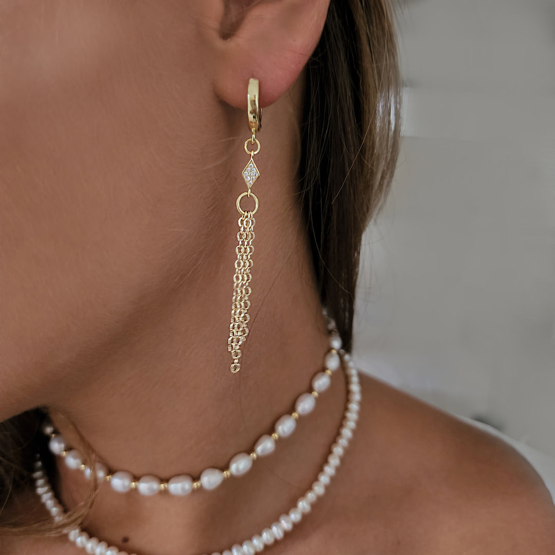 עגילי חישוק זהב ושרשרת - סנדי