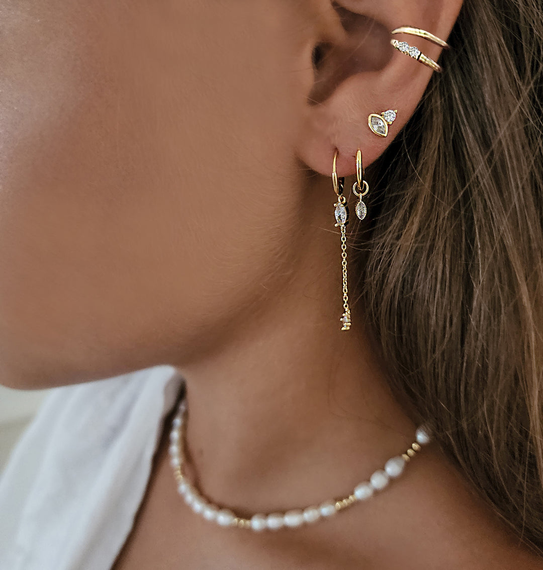 סט עגילי זהב - אוליב