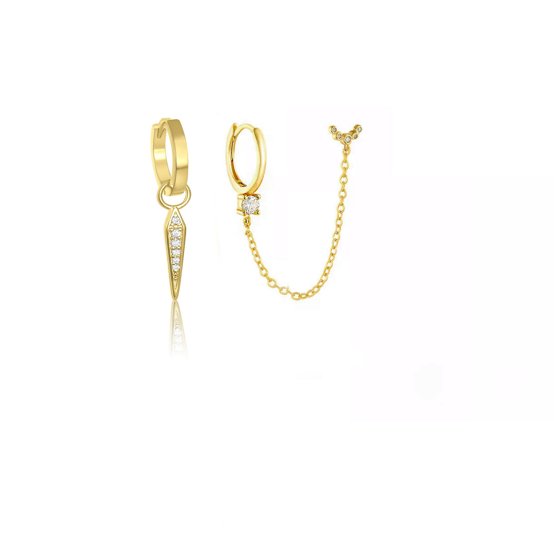 סט עגילי זהב  14 קארט - קרולין