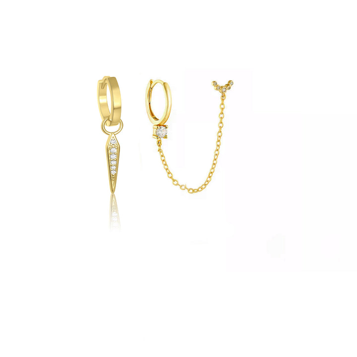 סט עגילי זהב  14 קארט - קרולין