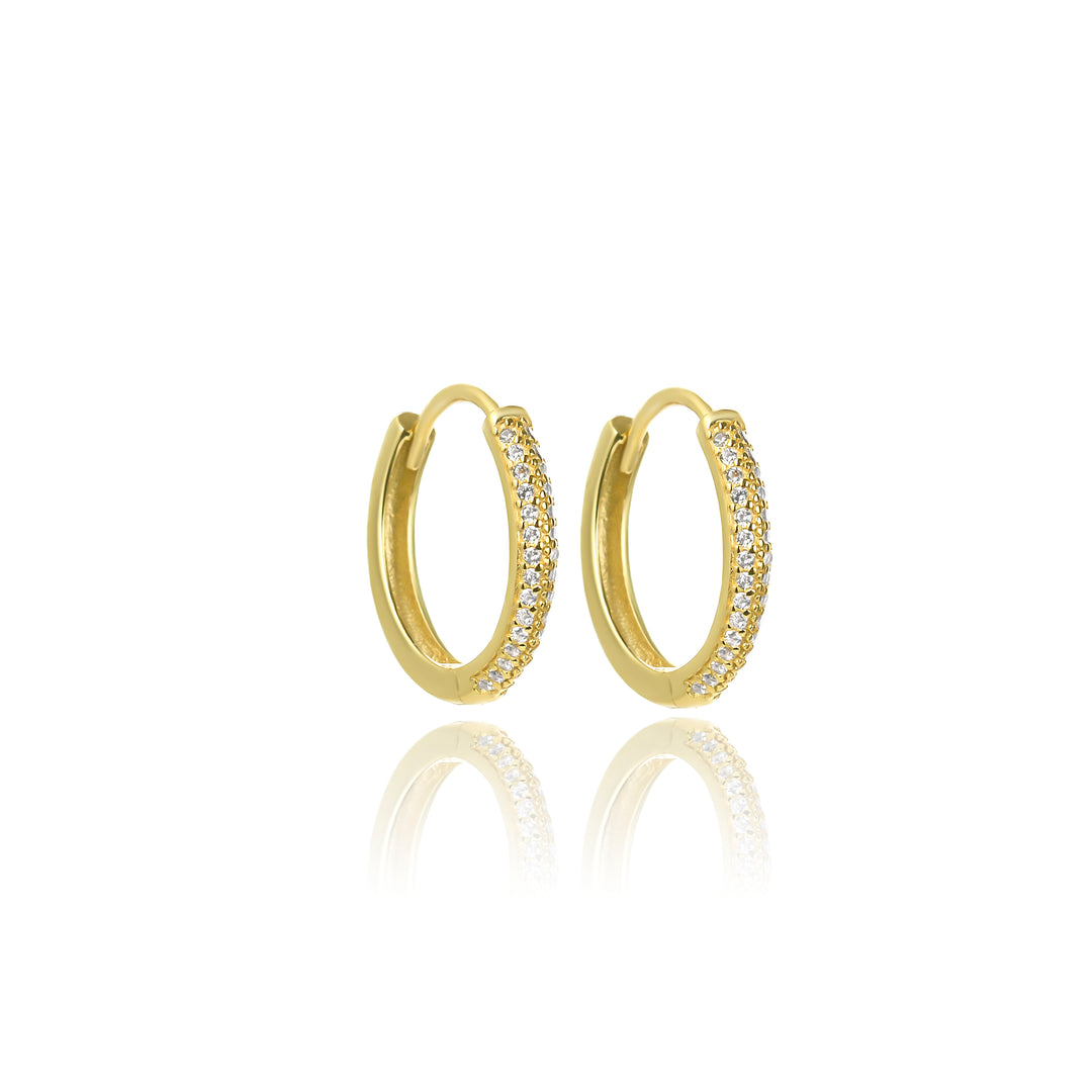 עגילי חישוק זהב משובצים - לקסי S