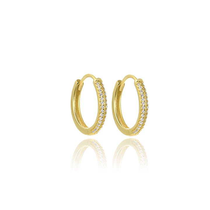 עגילי חישוק זהב משובצים - לקסי S