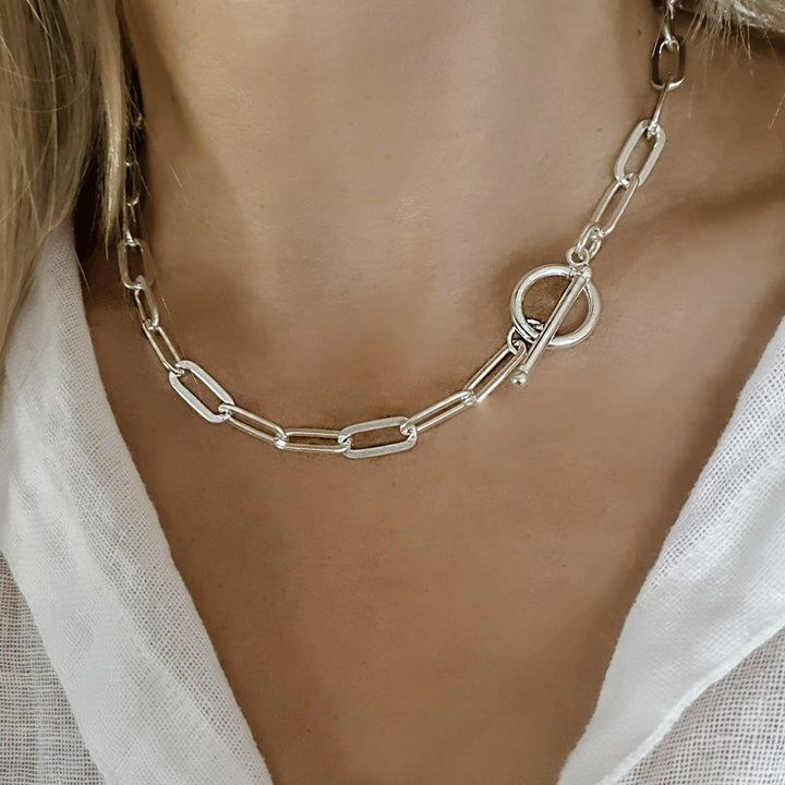 שרשרת כסף 925 סוגר טי - קלריסה