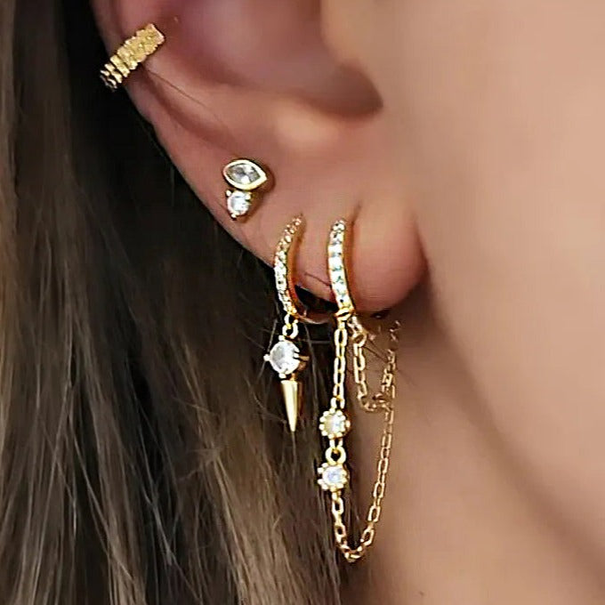 עגילי חישוק ושרשרת זהב - קורה