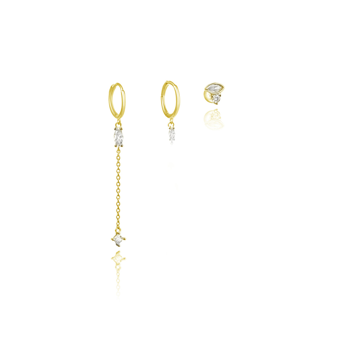 סט עגילי זהב - אוליב