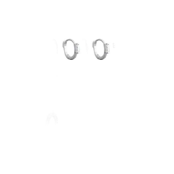 עגילי חישוק כסף זירקון - שוני